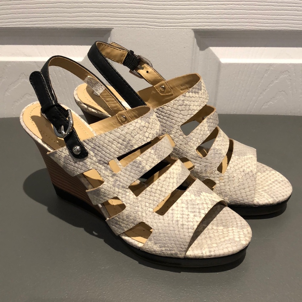 Geox Respira | EUC Snakeskin 4" Wedge Sandals